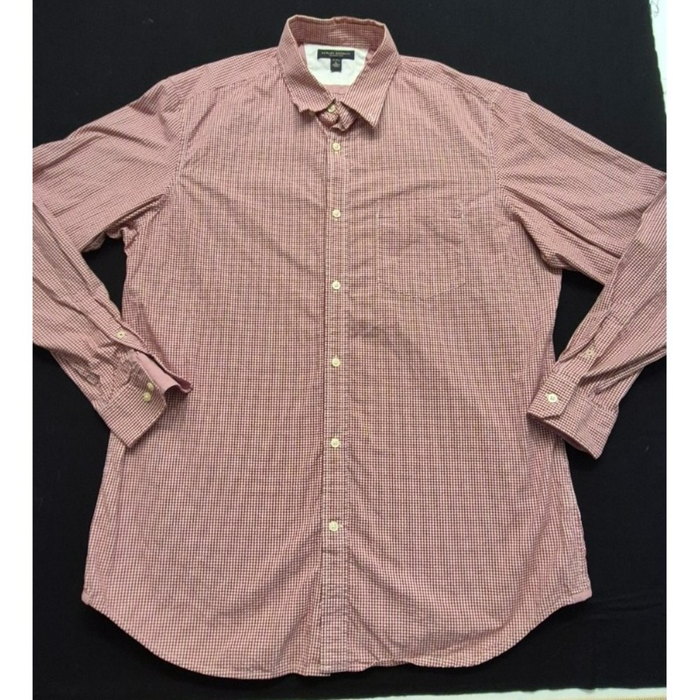 Banana Republic Classic Fit men‎ red/white checker long sleeve dress shirt sz XL
